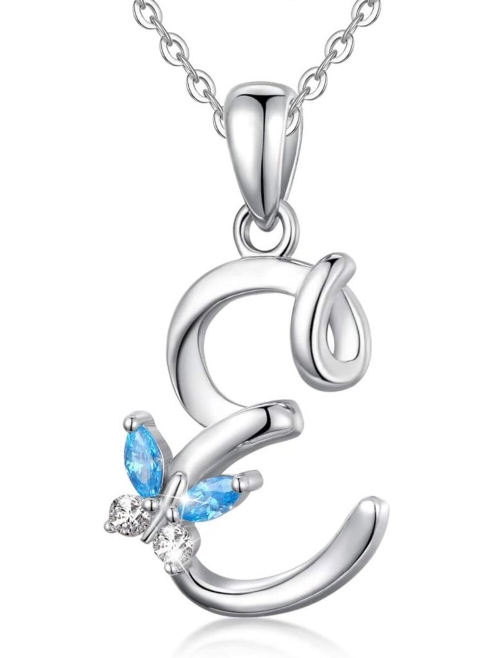 Elegant Sterling Silver Butterfly Initial Necklace - Personalized Gift for